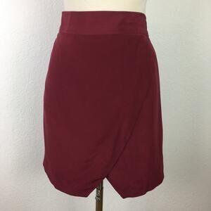 Madewell Maroon Silk Faux Wrap NWT Mini  Skirt L